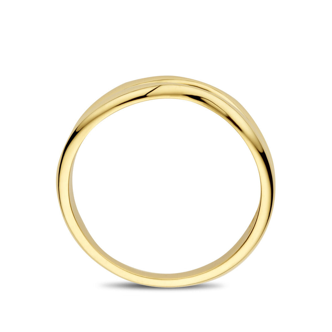 De ring 14K geelgoud van Van der Kooij Collectie is een gepolijste geelgouden ring met een gladde afwerking, recht tegen een witte achtergrond.