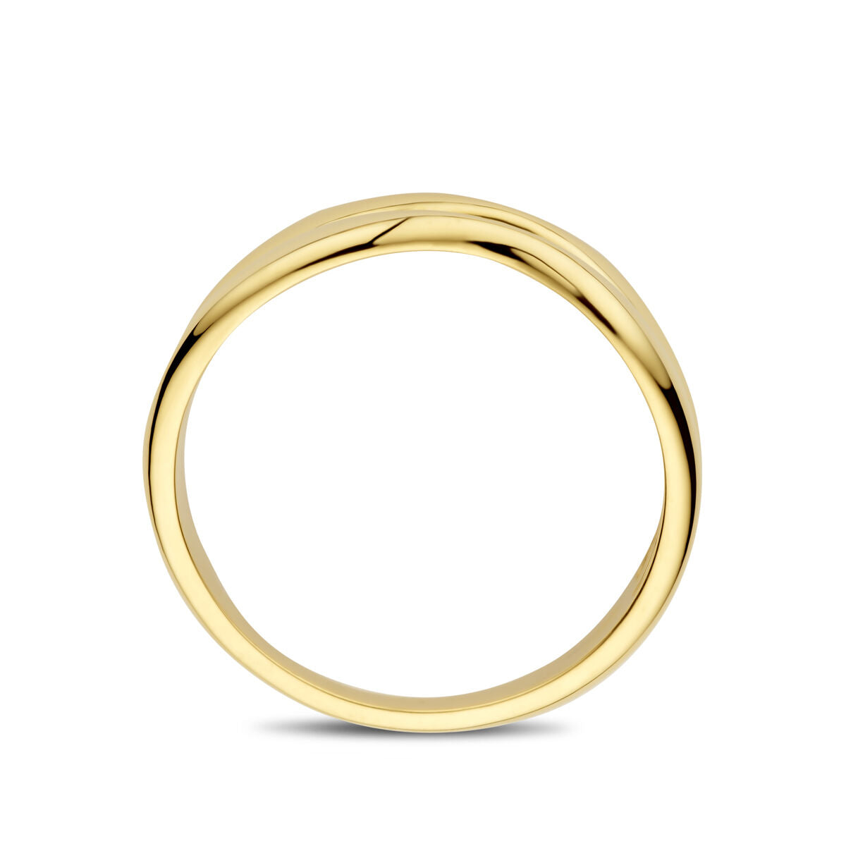 De ring 14K geelgoud van Van der Kooij Collectie is een gepolijste geelgouden ring met een gladde afwerking, recht tegen een witte achtergrond.