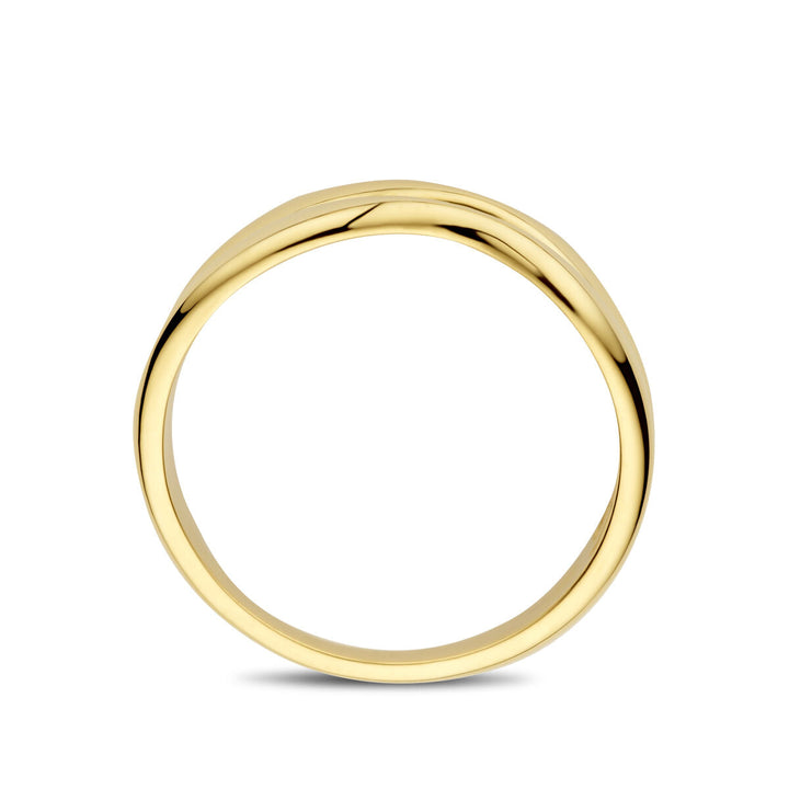 De ring 14K geelgoud van Van der Kooij Collectie is een gepolijste geelgouden ring met een gladde afwerking, recht tegen een witte achtergrond.