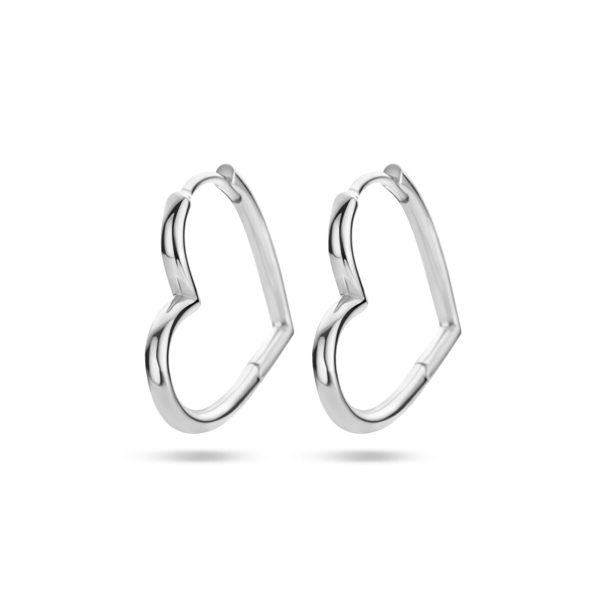 Klapp-Ohrringe in Herzform aus rhodiniertem Silber