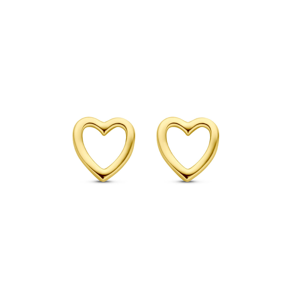 Ohrstecker in Herzform aus 14K Gelbgold, 6 mm groß mit offenem Design