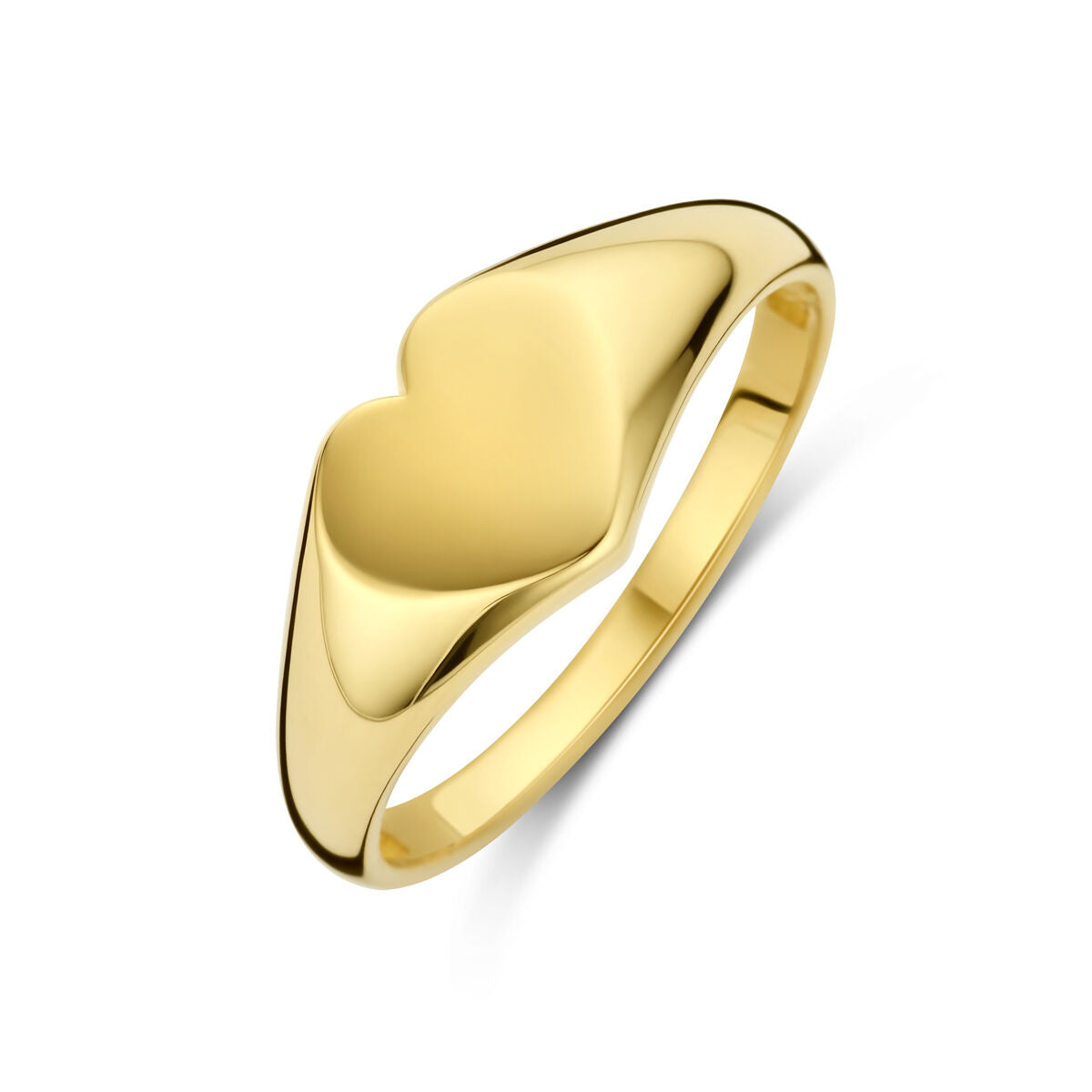 Ring aus 14K Gelbgold mit herzförmigem Design und glänzender Oberfläche
