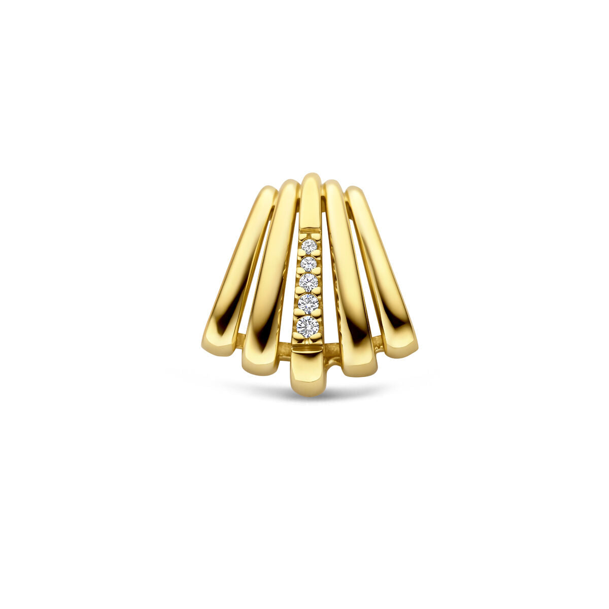 Hänger aus 14k Gelbgold mit mehreren Streben und einer Reihe von kleinen Diamanten