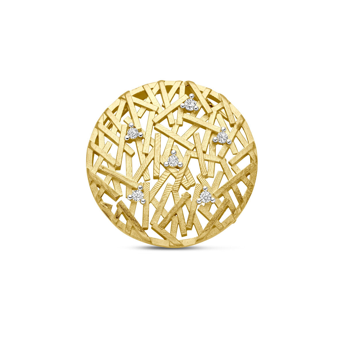 Hänger aus 14K Gelbgold mit strukturiertem Design und fünf Diamanten von 0,075 ct H SI