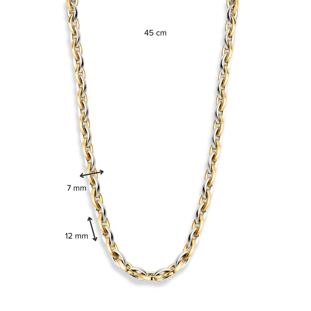 Gelb-/Weißgold Collier 14 Karat, 45 cm mit Ohrringen