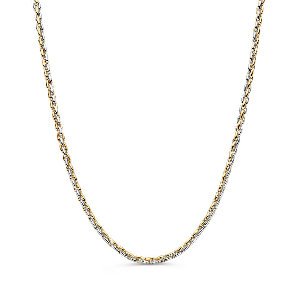 Bicolor Kette mit gedrehten Gliedern in Silber und Gold
