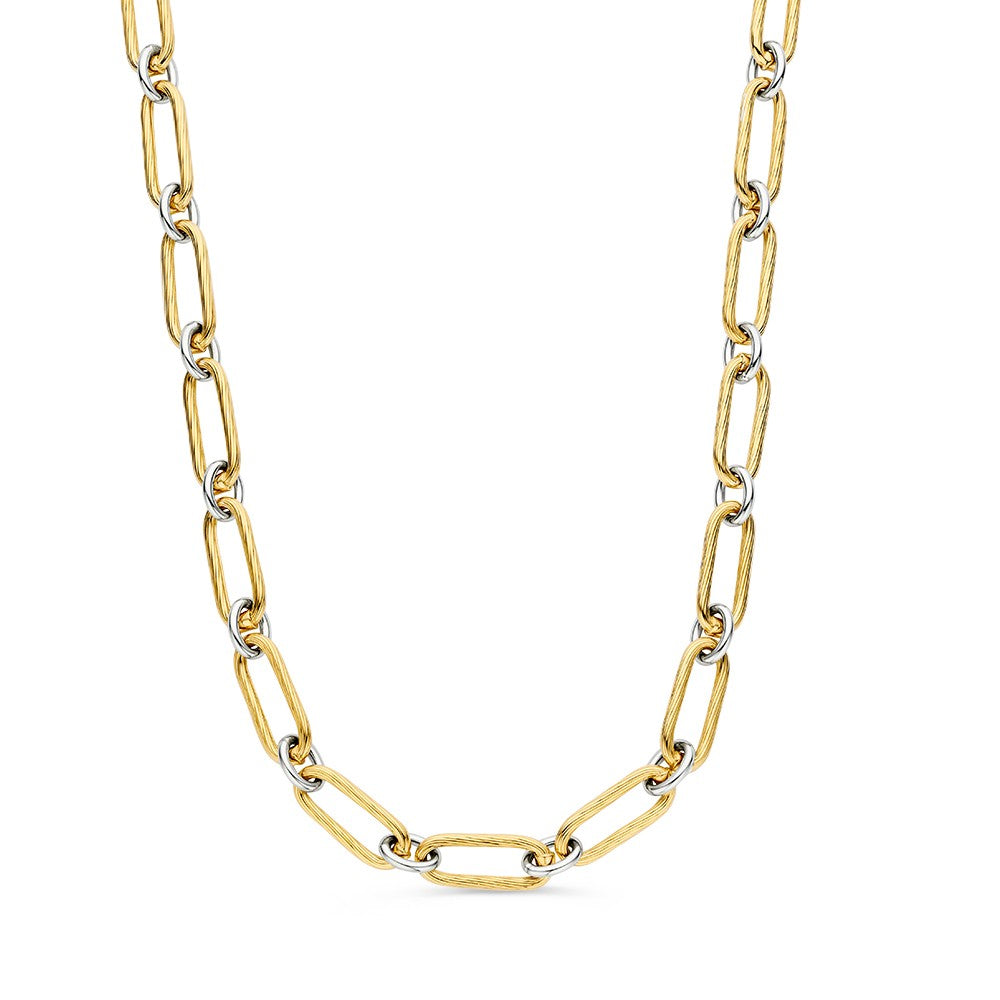 Bicolor Kette mit abwechselnd goldenen und silbernen Gliedern in ovaler Form