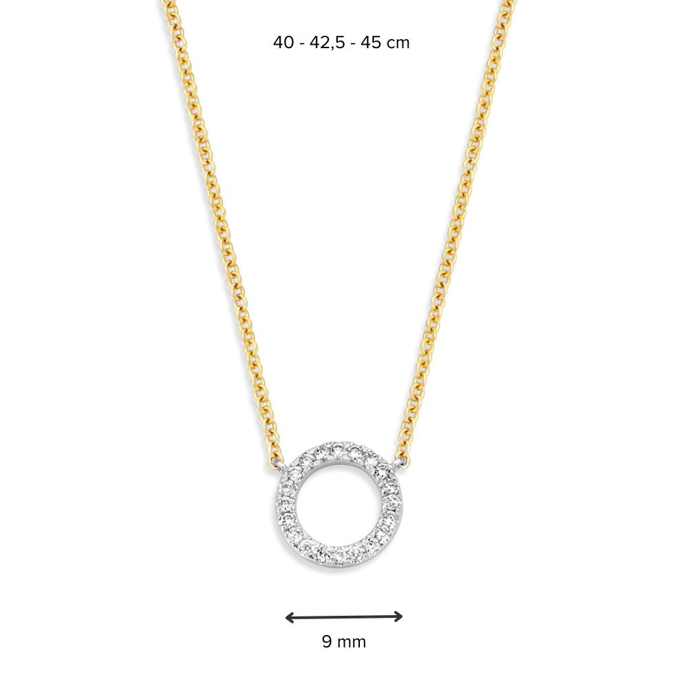 Gelbgold Collier mit Diamantanhänger – 14 Karat, 0.11 Karat Brillant – Kostenloser Versand