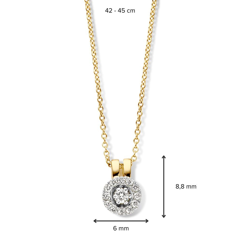 Diamant-Entourage-Anhänger an goldener Ankerkette 0,12 kt