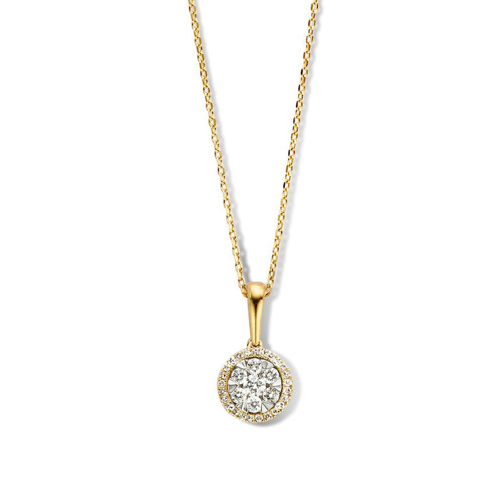 Geelgouden Collier met Diamanten Hanger in Invisible Zetting 0.23 crt