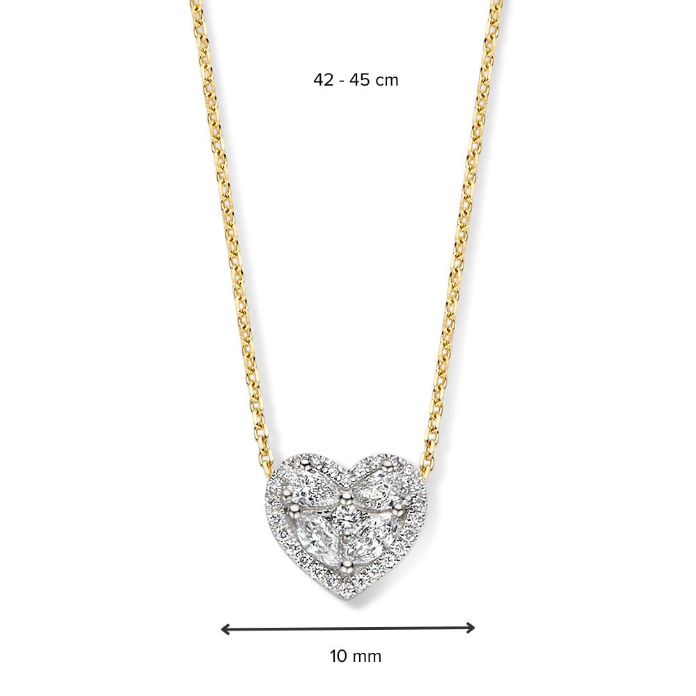 Gelbgoldhalskette mit luxuriösem Herzanhänger und Diamanten, 0.50 ct, 14 Karat