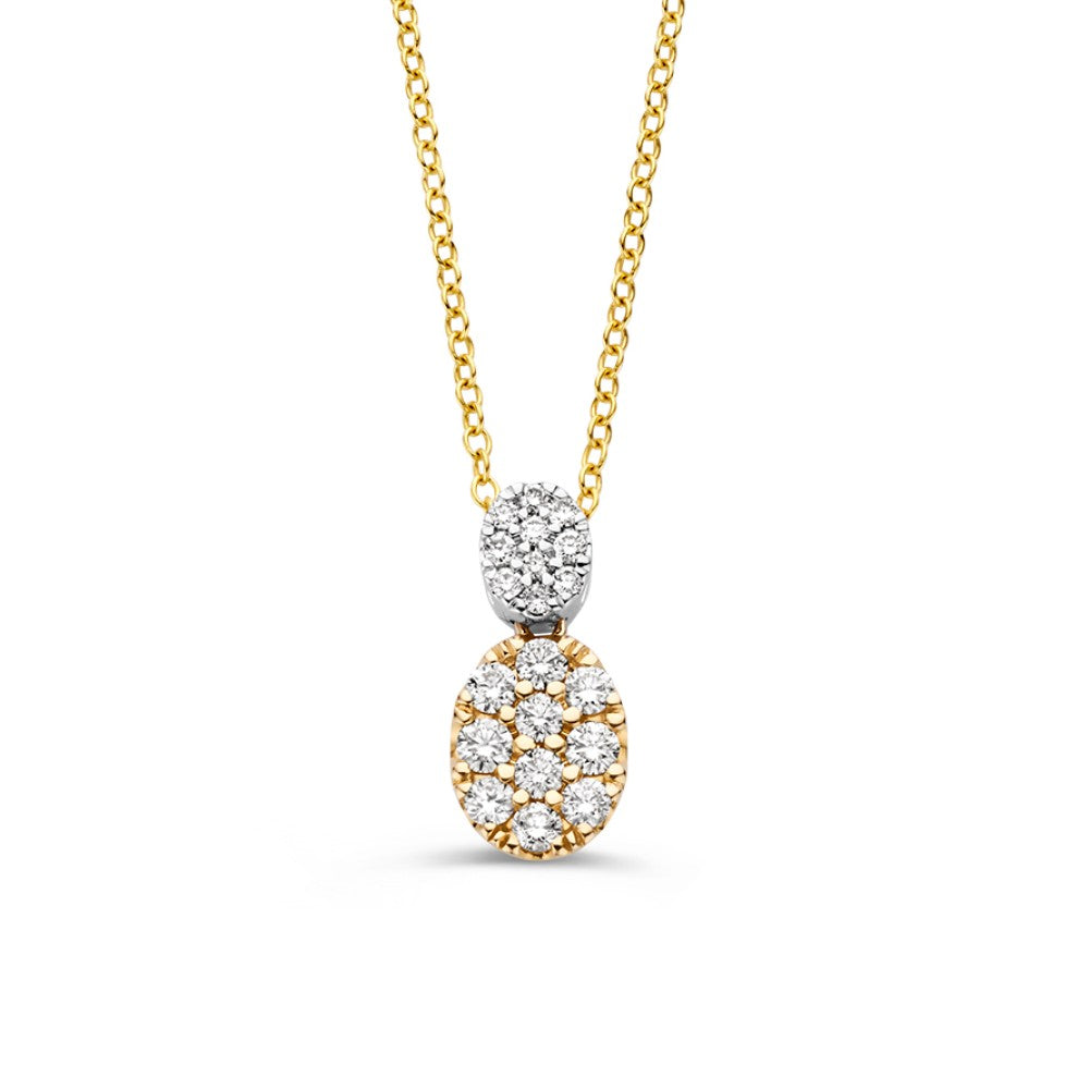 Halskette aus Gold mit 0,53 ct pavé-set Diamanten in ovaler Form und feiner Gliederkette