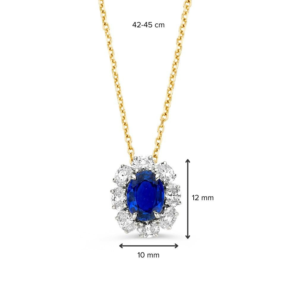 Bicolor-Collier mit Saphir und Brillant
