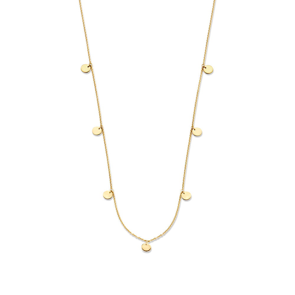 14K Gelbgoldenes Collier mit kleinen Münzen, schlichtes und zeitloses Design für Damen