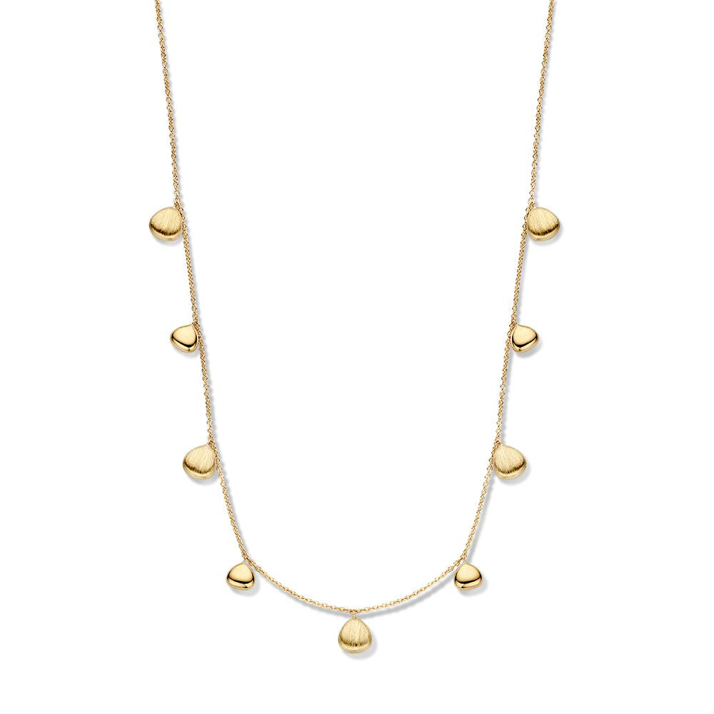 14K gelbgoldenes Collier mit ovalen Elementen, spielerisches und elegantes Design für Damen