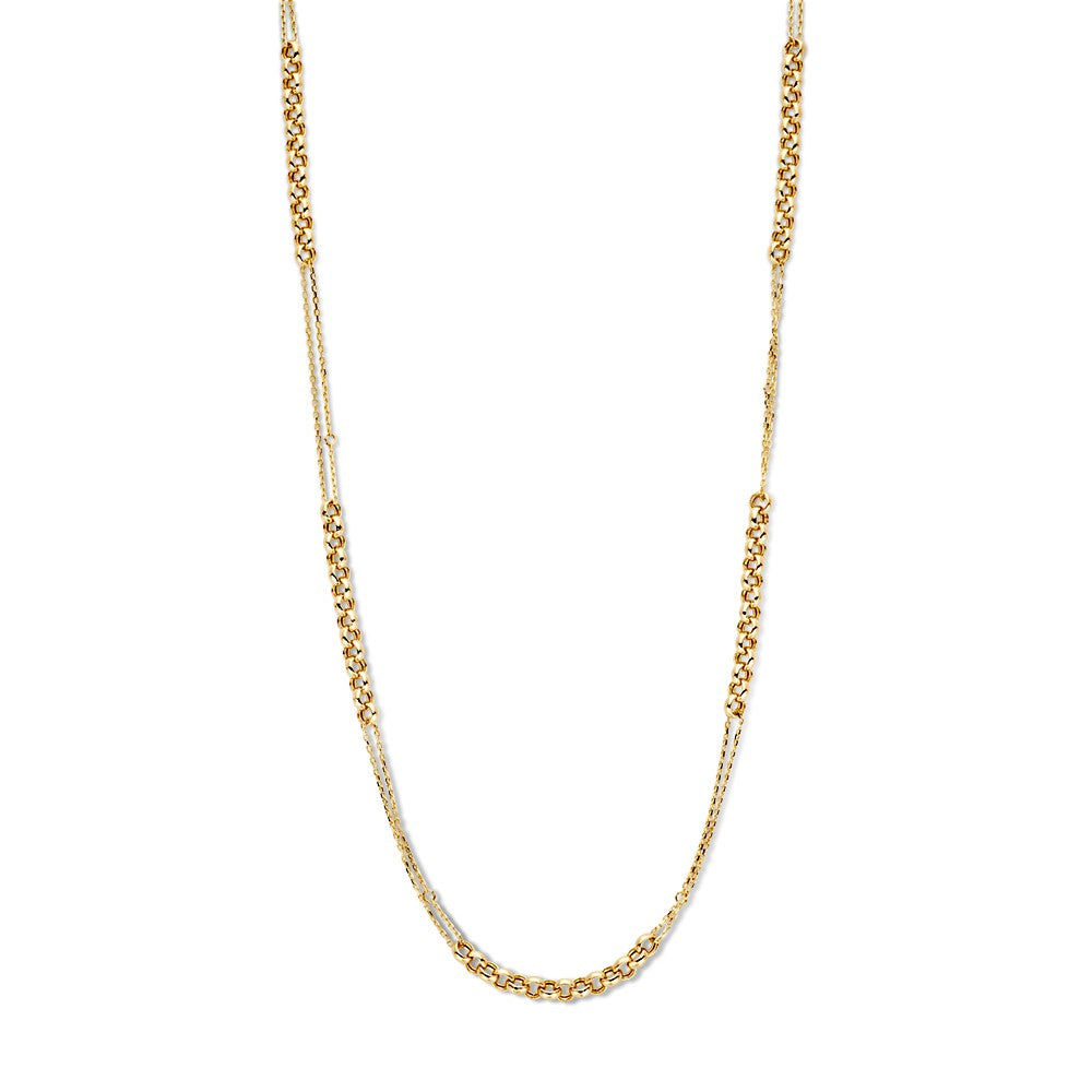 14K gelbgoldenes Collier mit Anker- und Jasseronschaltern, feines Damenaccessoire