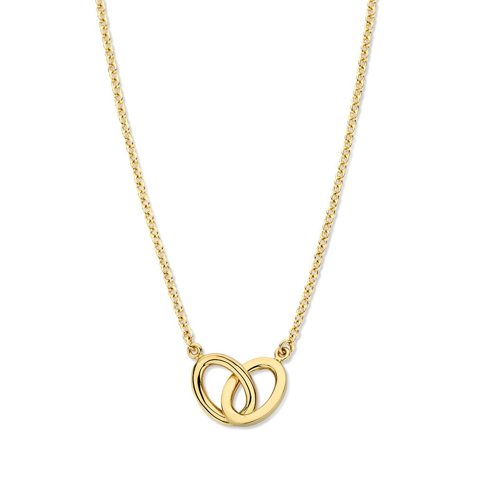 Gelbgoldenes Collier mit verbundenen Gliedern und feiner Kette