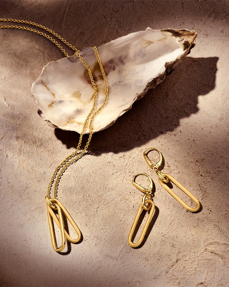 Gelbgold-Ohrringe mit mattierten Goldelementen – 14 Karat Luxus für Damen