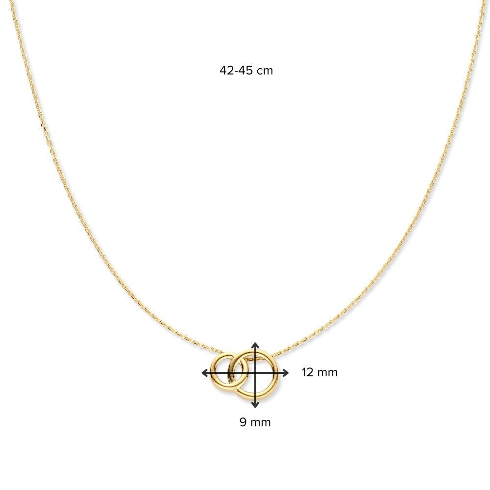 14 Karat Gelbgold Collier mit verbundenen Kreisen – Eleganter Anhänger für Damen