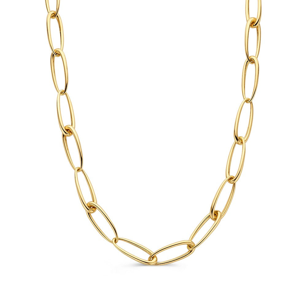 Gelbgoldenes Schakelcollier mit asymmetrischen Gliedern aus 14 Karat Gold