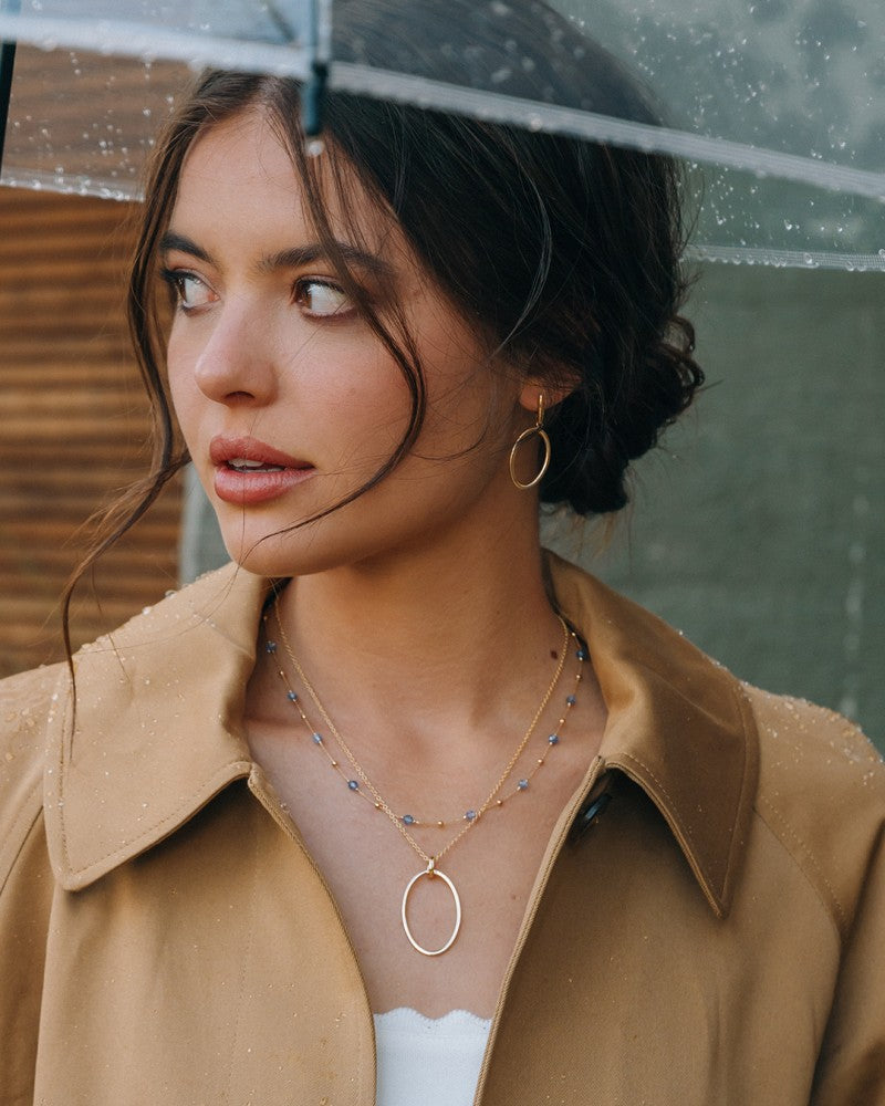 Elegantes Gelbgold-Collier mit ovalem, offenem Anhänger – 14 Karat Gold, Zeitloses Design