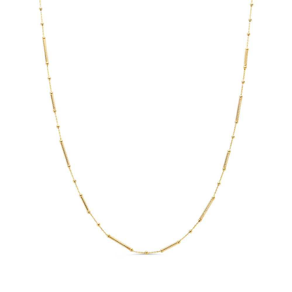 14K gelbgoldenes Collier mit feinen, länglichen Gliedern und einem schlichten Design