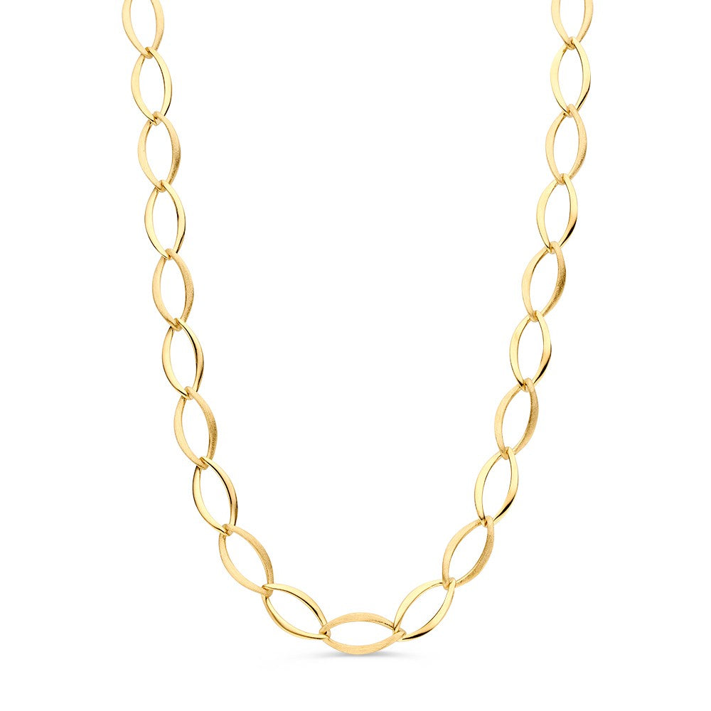 Collier aus Gelbgold mit ovalen Gliedern in glänzender Oberfläche
