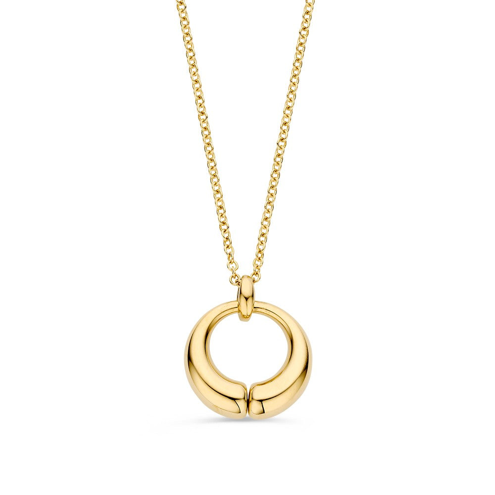 Collier aus Gelbgold mit runder, geschlossener Anhänger und feiner Kette