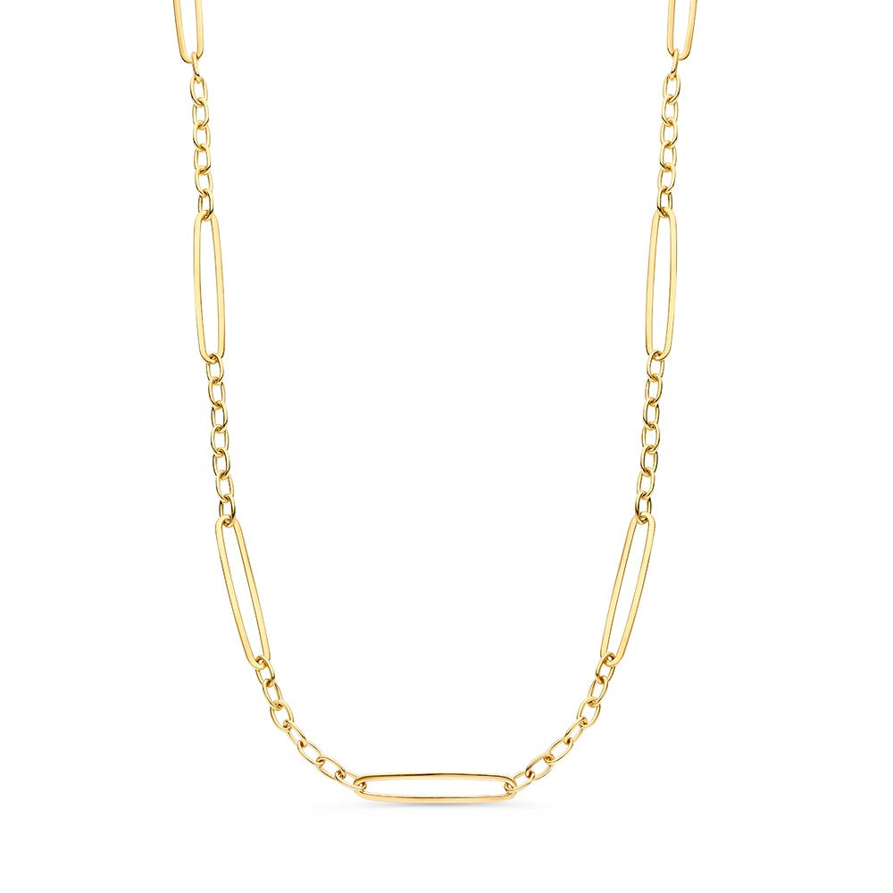 Collier aus Gelbgold mit ovalen Gliedern und feiner Kettenstruktur