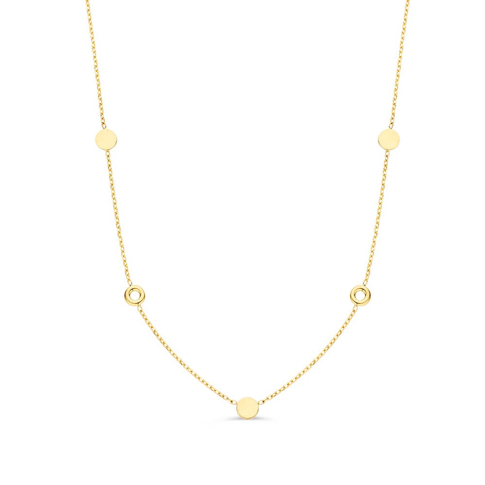 Collier aus Gelbgold mit runden und ovalen Elementen in gleichmäßigem Abstand