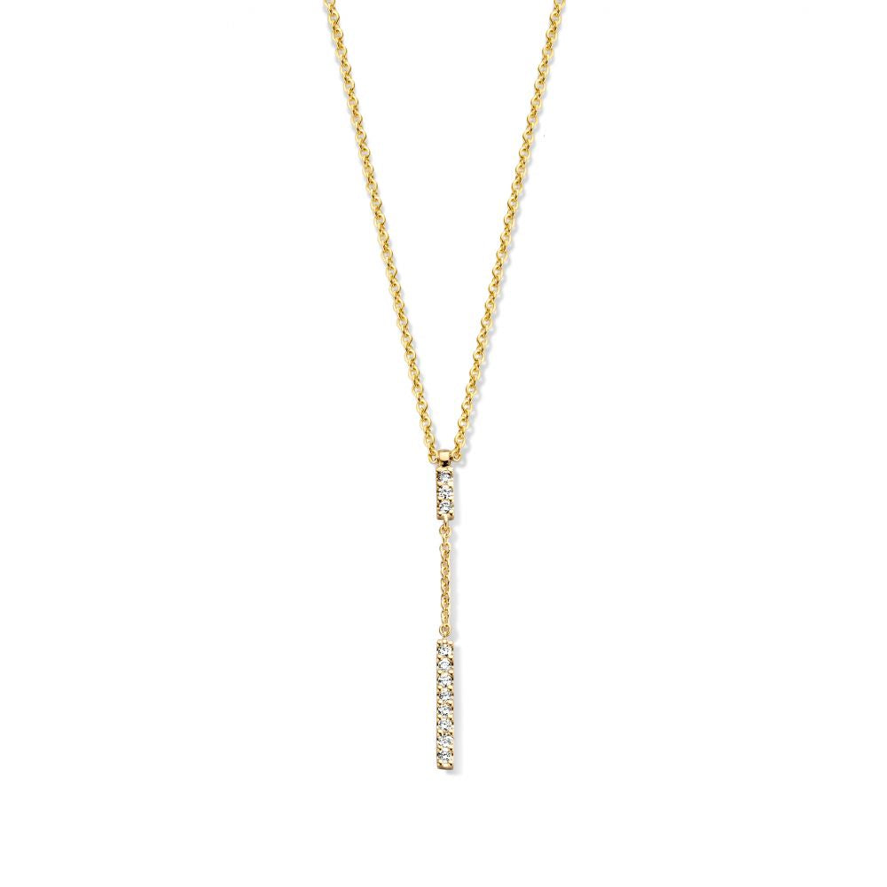Gelbgoldenes Collier mit Diamanten-Anhänger und feiner Kette