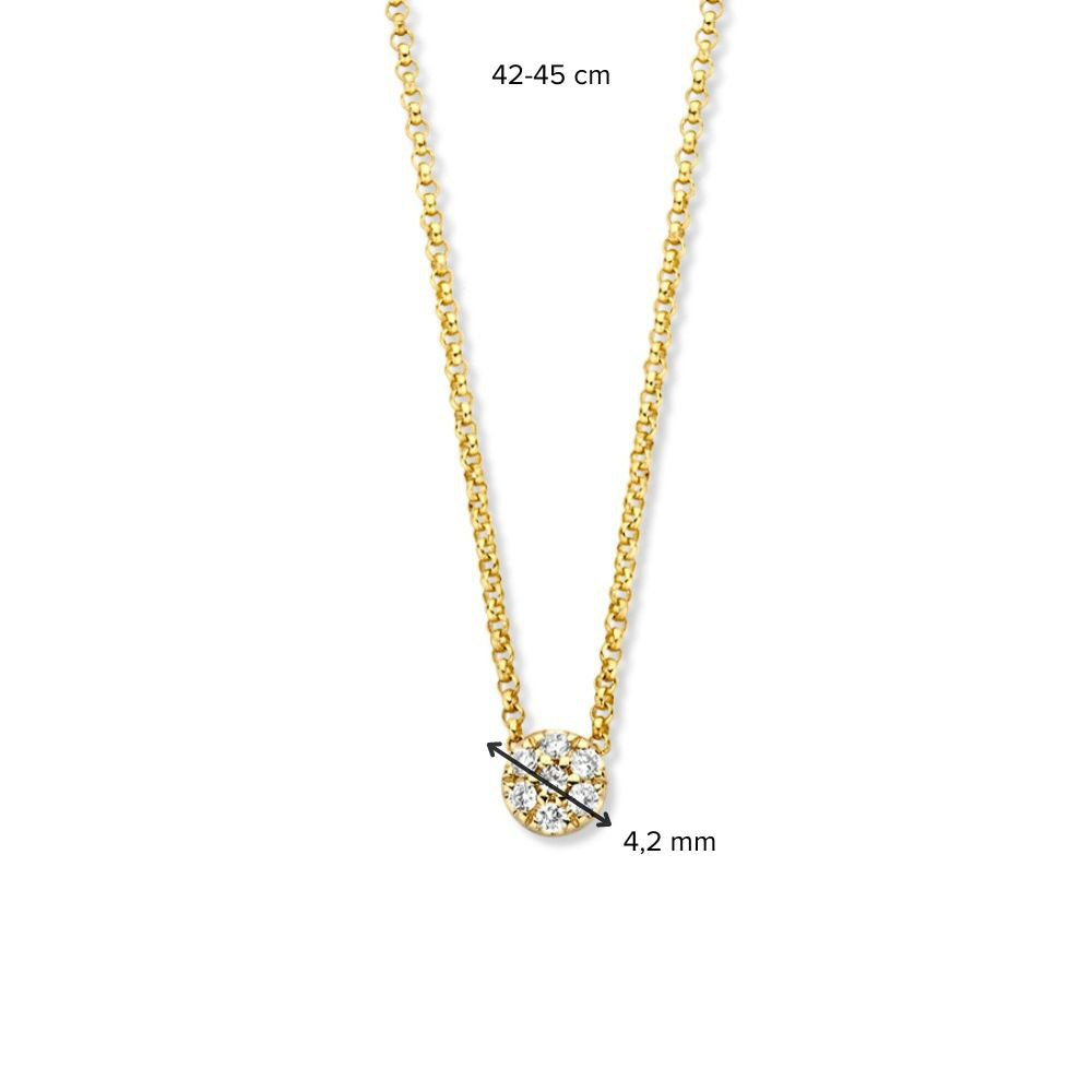 Gelbgold Collier mit feinem Element und Diamant, 14 Karat, 0.06 ct, 42-45 cm