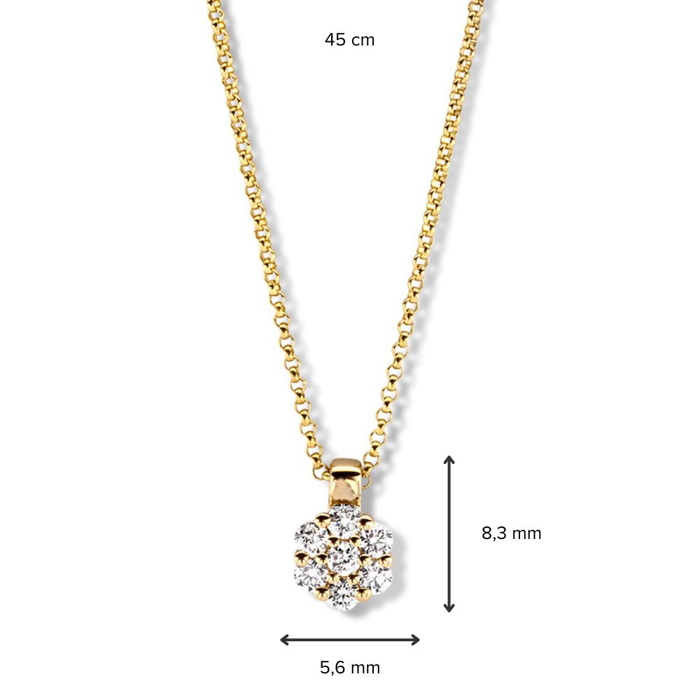 Gelbgold Collier mit Diamantanhänger in Entourage-Fassung – 14 Karat
