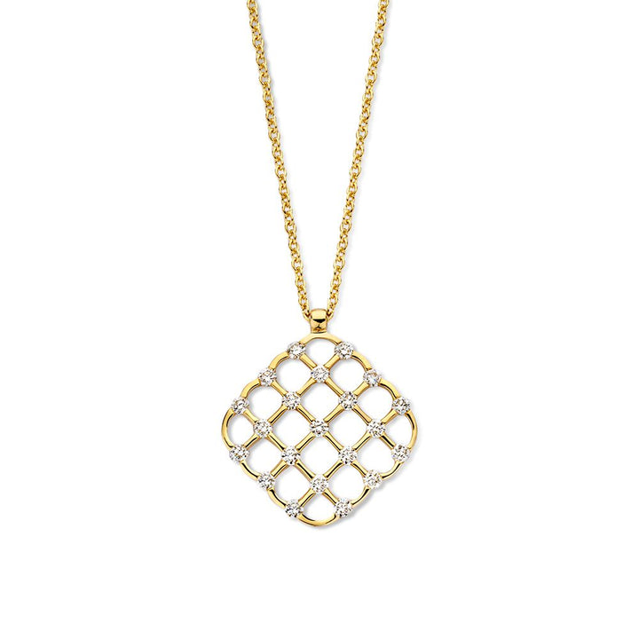 Geelgouden Collier met Diamanten Hanger – 14 karaat Goud & 0,22 crt