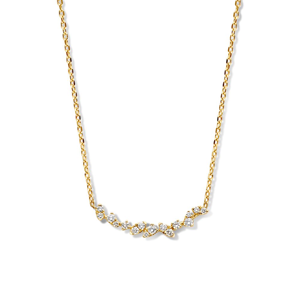 Gelbgoldenes Collier mit Diamanten im Zwischenstück, 14 Karat Gold und 0,37 ct