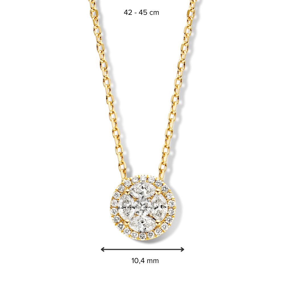 Gelbgold Luxus-Halskette mit Marquise- und Brillantschliff Diamanten – 14 Karat Gold & 0,79 ct