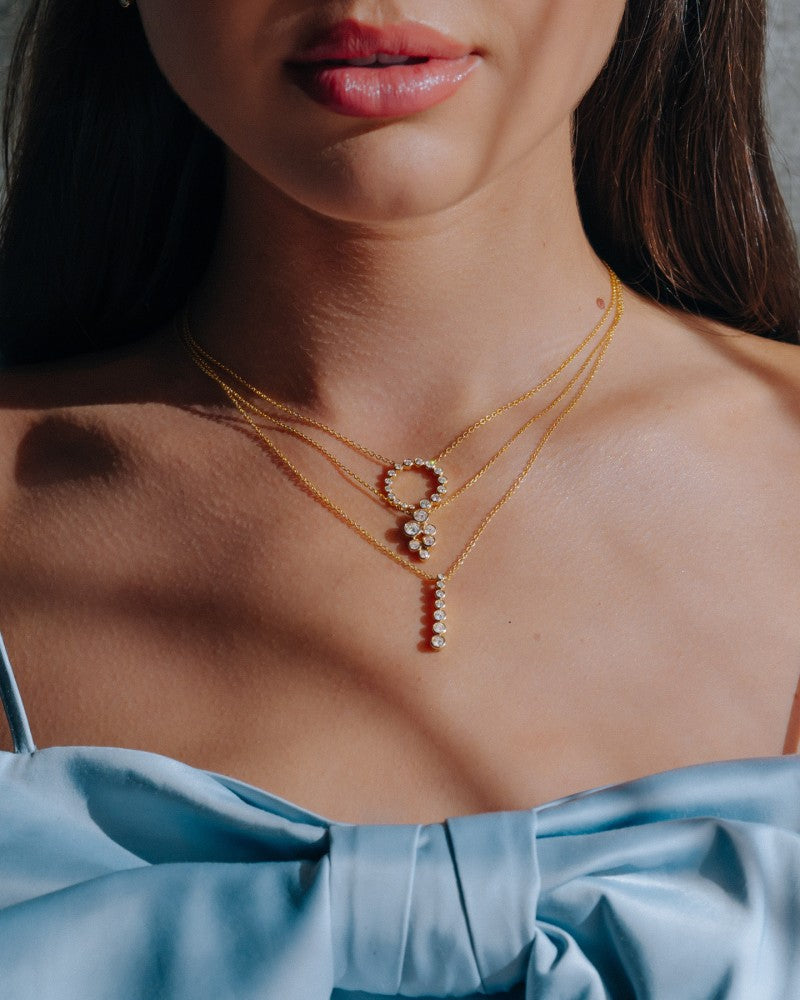 Elegante Halskette aus 14 Karat Gelbgold mit 0,81 Karat Diamantanhänger aus der Kollektion „Bubbles“