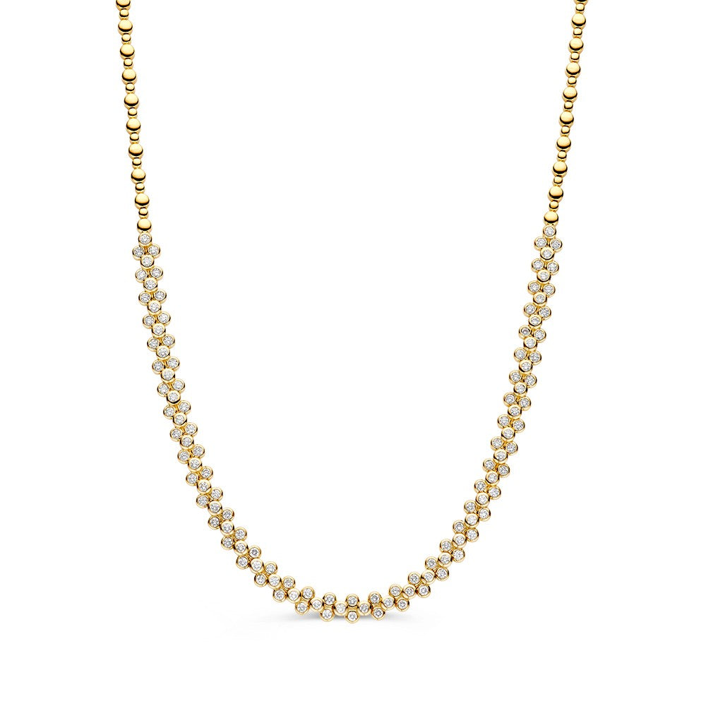 Gelbes Goldcollier mit 3,62 ct Diamanten, feine 14 Karat Goldkette mit glitzernden Steinen