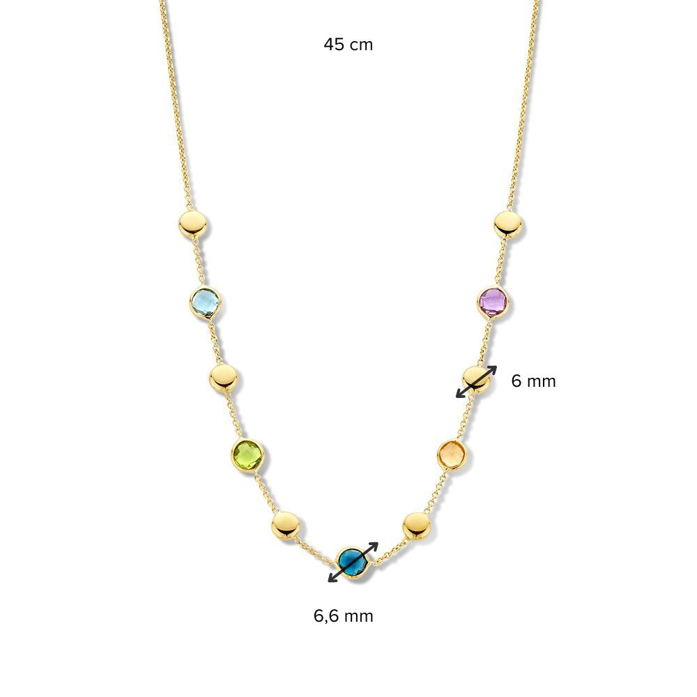 Gelbgold-Halskette mit Multicolor-Farbsteinen & Goldakzenten – 14 Karat Gold