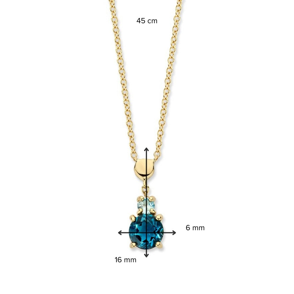 Gelbgold Collier mit Topas & London Blue Topas – 14 Karat Gold