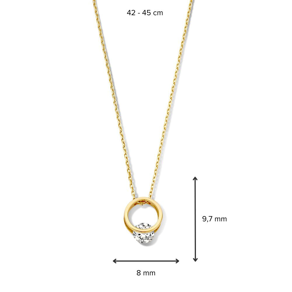 Gelbgoldkette mit verspieltem Anhänger und Zirkonia – 14 Karat Gold – Van der Kooij