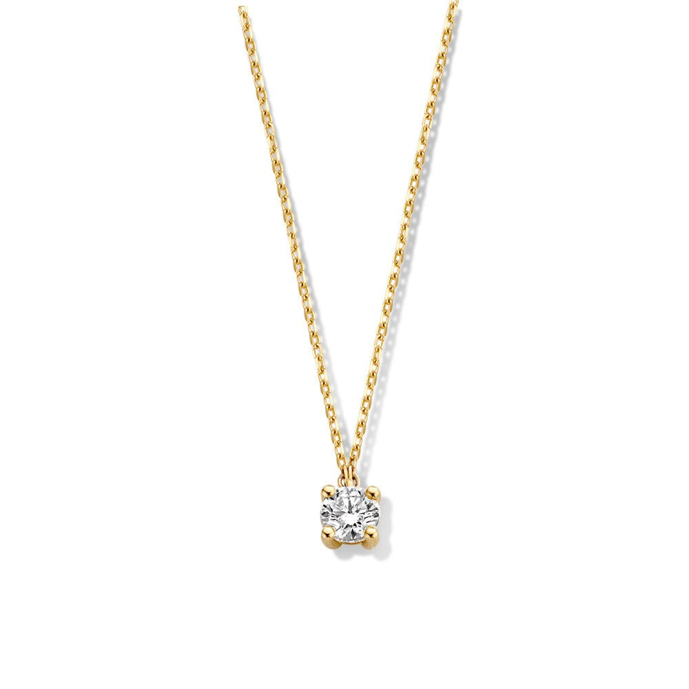 Collier aus 18-karätigem Gelbgold mit einem 0,20 Karat Diamanten als Anhänger