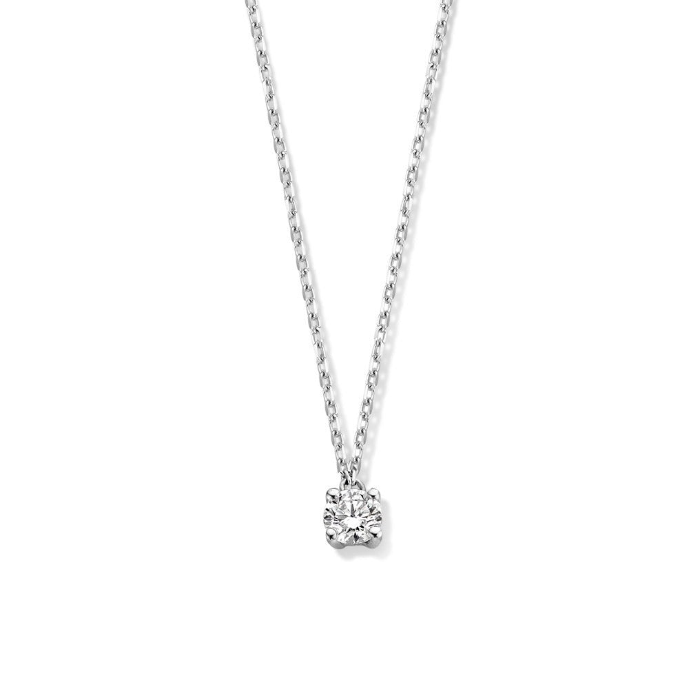 Collier aus Weißgold mit 0,20 ct. Diamantenanhänger und feiner Kette