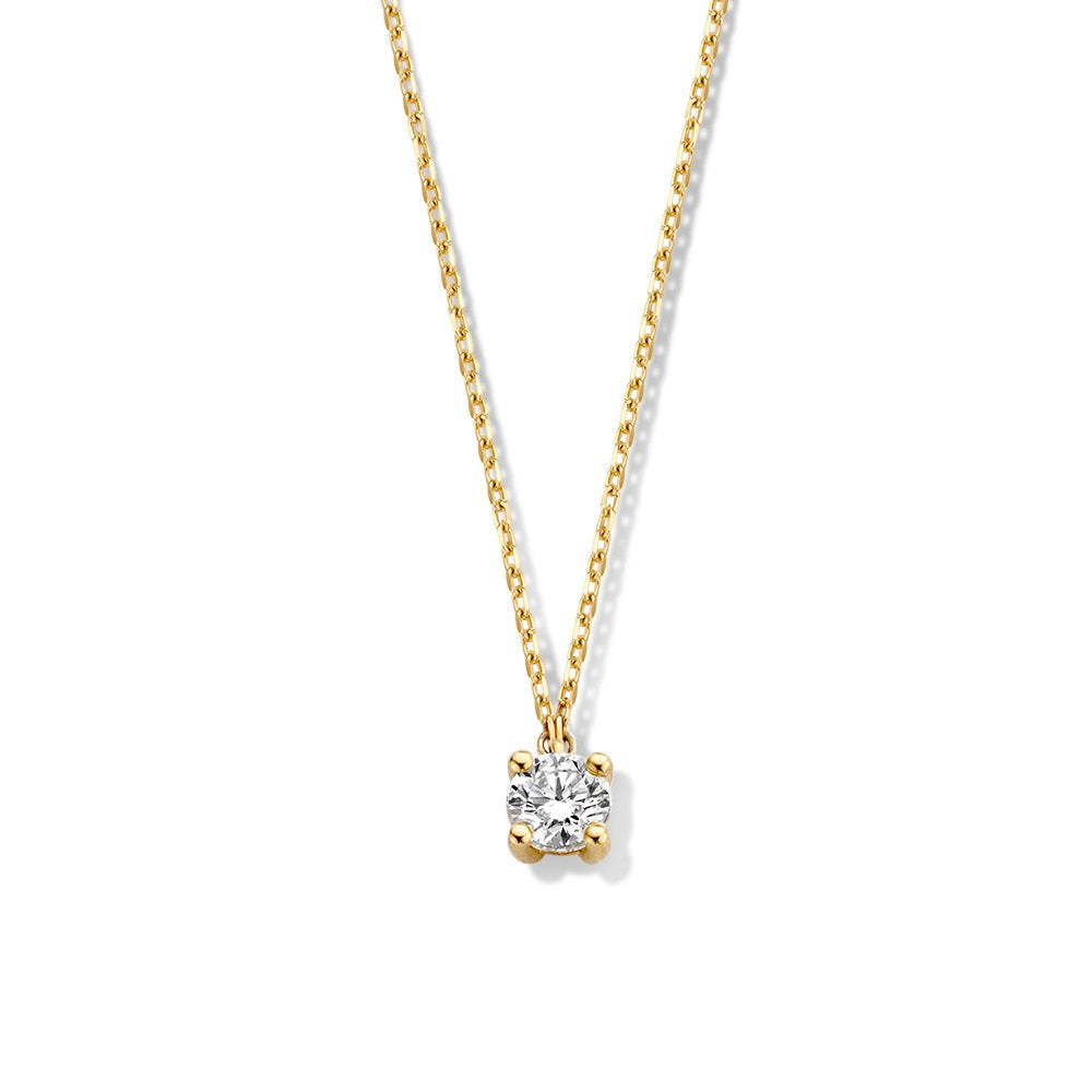 Collier aus Gelbgold mit einem 0,30 Karat Diamantenanhänger in quadratischer Form