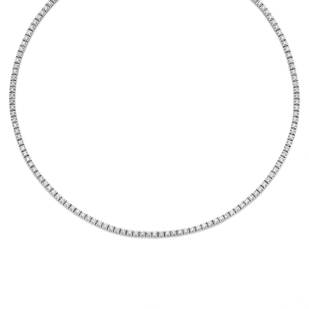Witgouden Tennis-Collier mit 131 Diamanten in Chatonfassung, 14 Karat