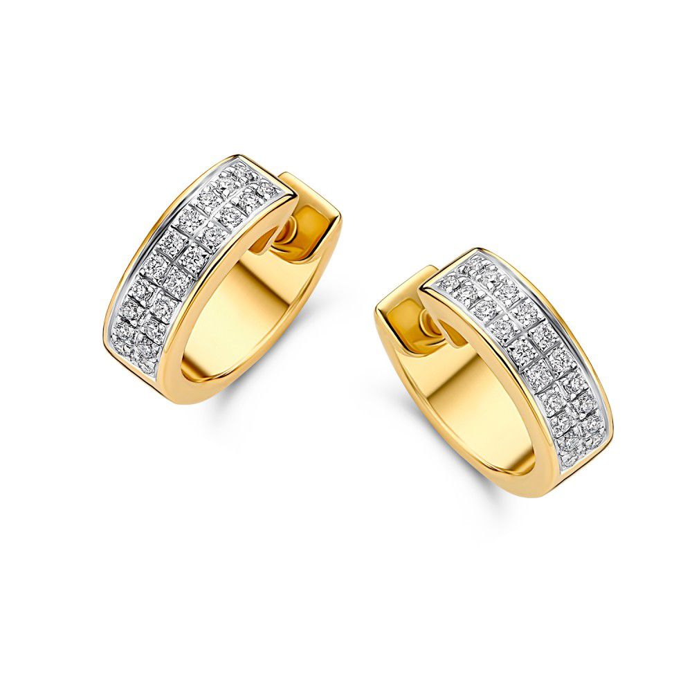 Bicolor Creolen aus 14 Karat Weiß- und Gelbgold mit 0,31 Karat Diamanten