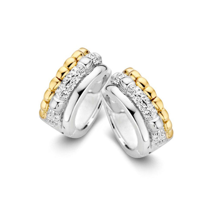 Zilver-Gouden Oorringen 14 Karaat met Zirkonia – 9 mm, Subtiele Luxe voor Dames
