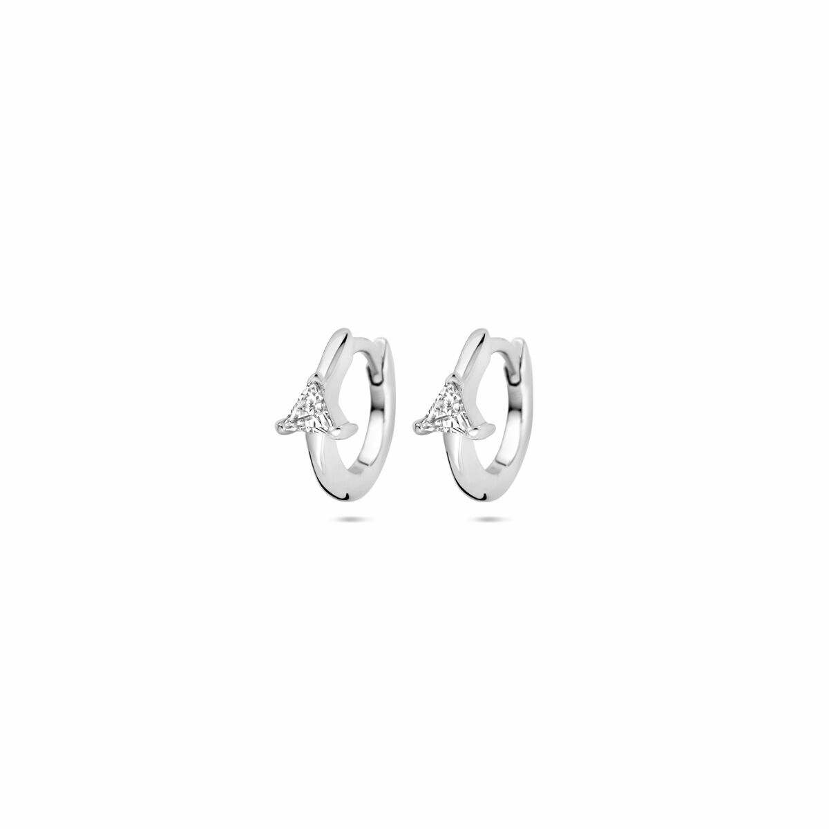 Klapp-Ohrringe aus rhodiniertem Silber mit Zirkonia, Durchmesser 10,5 mm