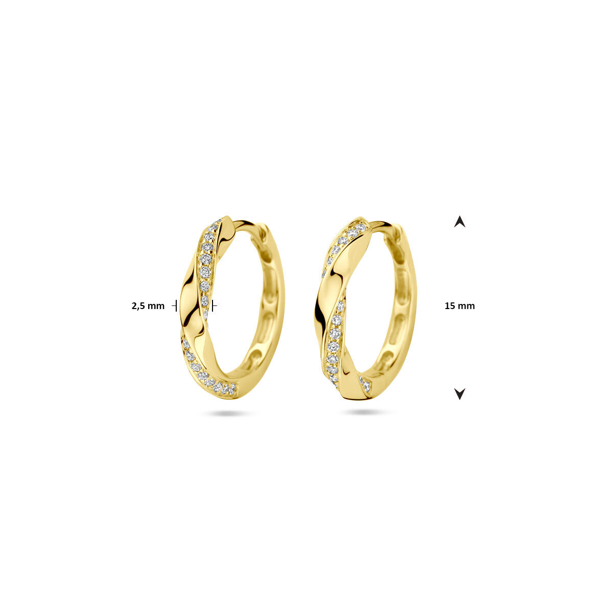 Klappcreolen Diamant 0,20ct (2x 0,10ct) H SI 15 mm 14K Gelbgold