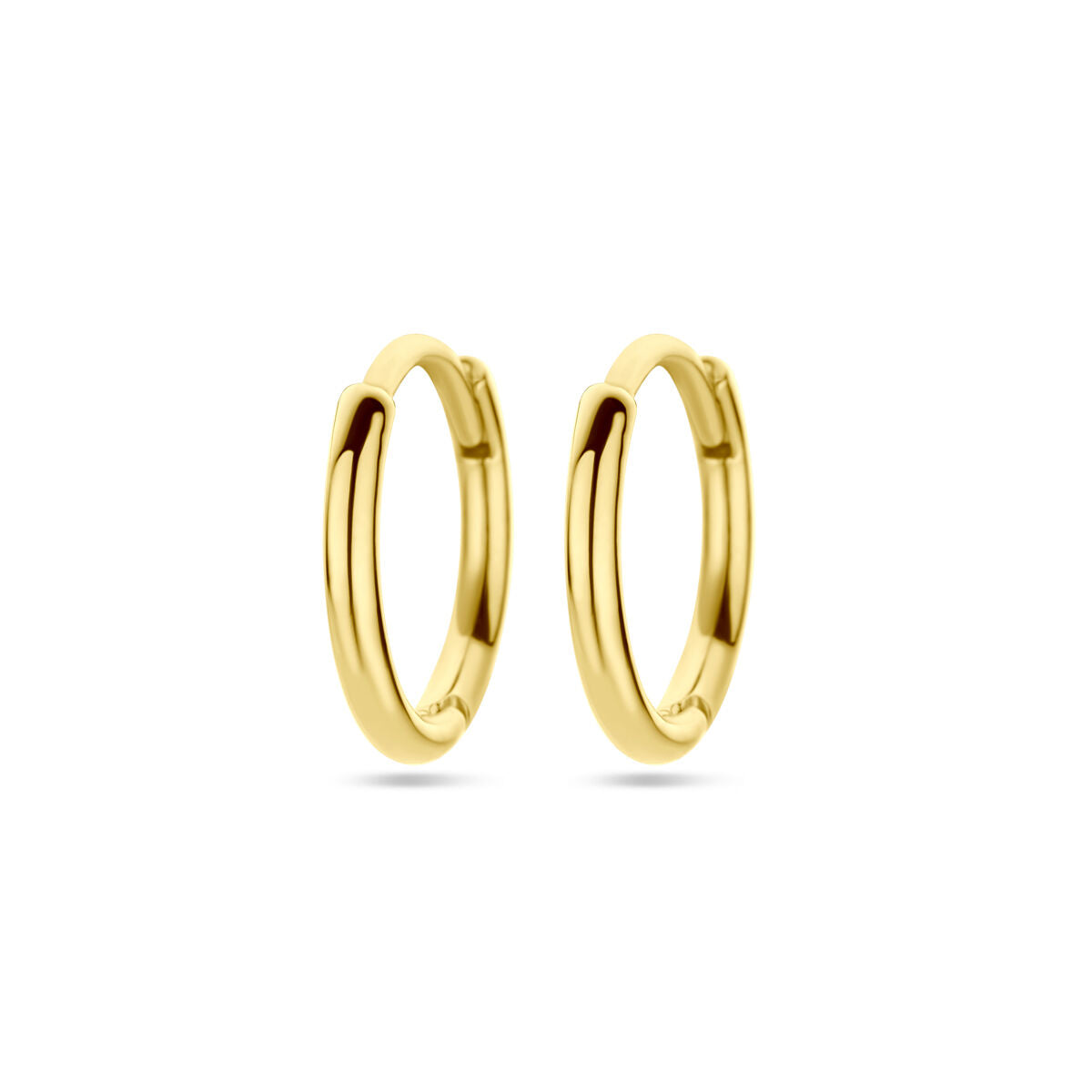 Klapp-Ohrringe aus 14K Gelbgold mit runder Form und 1,5 mm breiter Rohrstruktur